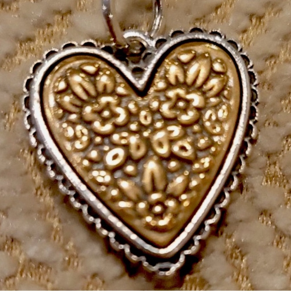 James Avery Gold and Silver Heart charm Floral Detailing
